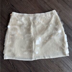 Zara Cream Sequin Pencil Skirt